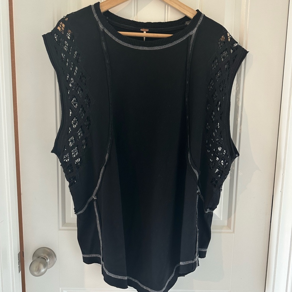 Free People Lace Black Top